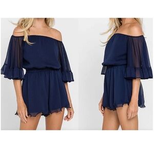 Endless Rose Midnight Blue Off-Shoulder Dress Size L